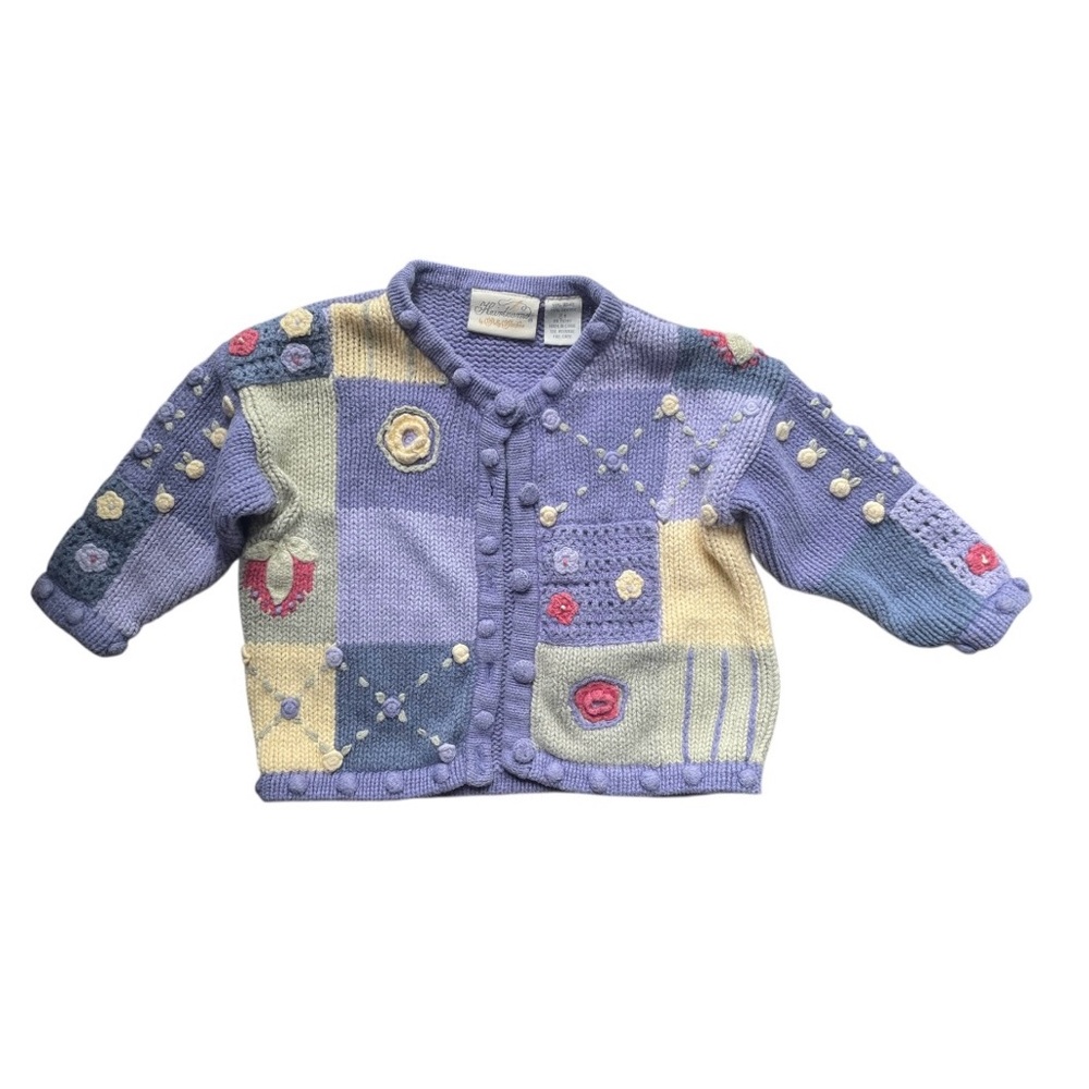 Heirloom Polly Flinders Colorful Patchwork Kids Sweater Sz 2T